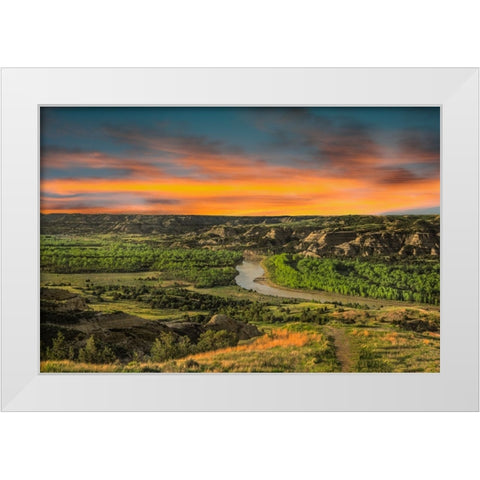 Sunrise At River Bend Overlook White Modern Wood Framed Art Print by Galloimages Online