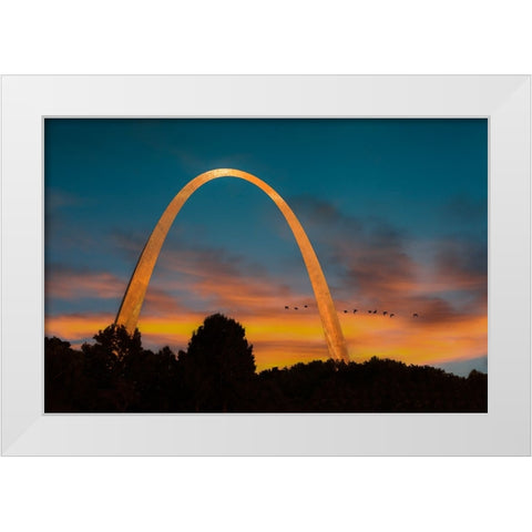 The Arch At Sunset White Modern Wood Framed Art Print by Galloimages Online