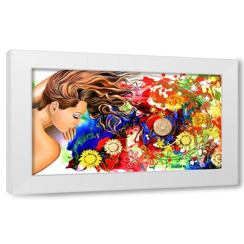 Asleep In The Garden White Modern Wood Framed Art Print by Stevenson, Graeme