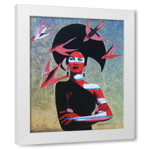 Black Swallow White Modern Wood Framed Art Print by Stevenson, Graeme