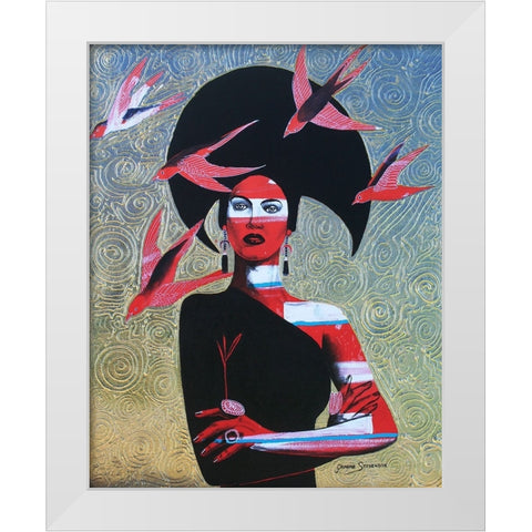 Black Swallow White Modern Wood Framed Art Print by Stevenson, Graeme