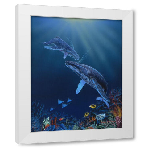 Blue Silence White Modern Wood Framed Art Print by Stevenson, Graeme