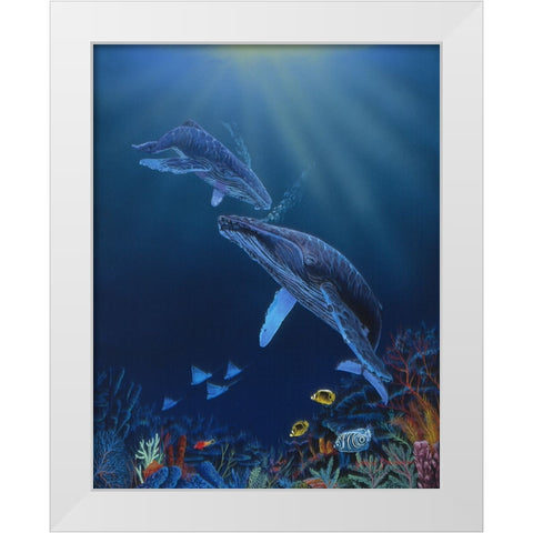 Blue Silence White Modern Wood Framed Art Print by Stevenson, Graeme