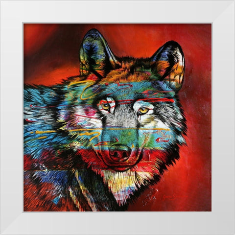 Electric Wolf White Modern Wood Framed Art Print by Stevenson, Graeme