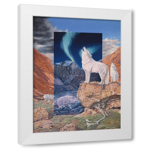 Foot Steps in the Night White Modern Wood Framed Art Print by Stevenson, Graeme