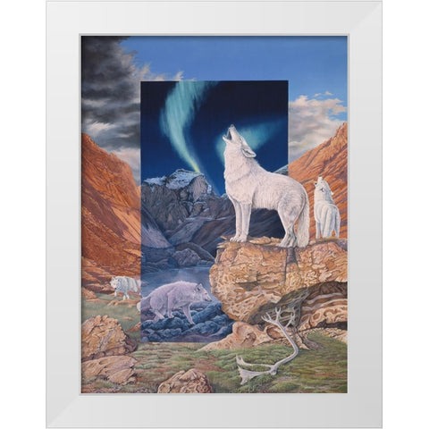 Foot Steps in the Night White Modern Wood Framed Art Print by Stevenson, Graeme
