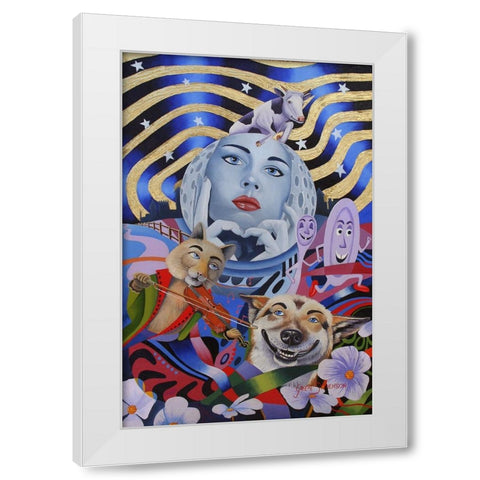 Hey Doddle White Modern Wood Framed Art Print by Stevenson, Graeme