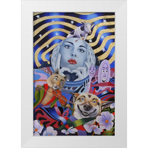 Hey Doddle White Modern Wood Framed Art Print by Stevenson, Graeme