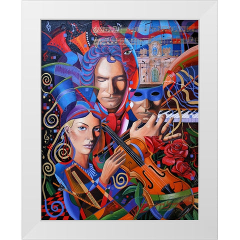 Is That You Beethoven White Modern Wood Framed Art Print by Stevenson, Graeme