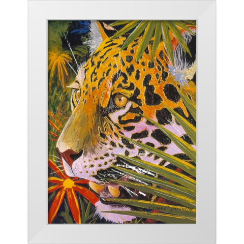 Jaguar Jungle White Modern Wood Framed Art Print by Stevenson, Graeme