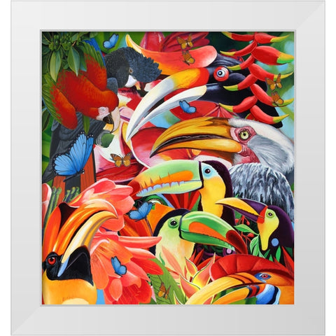 Jungle Colours White Modern Wood Framed Art Print by Stevenson, Graeme