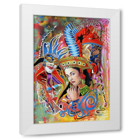 Mardi Gras White Modern Wood Framed Art Print by Stevenson, Graeme