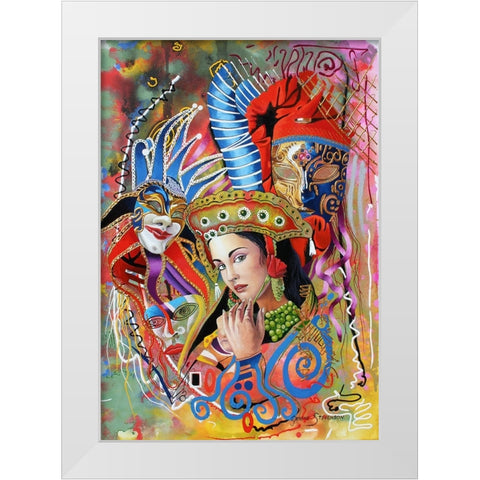 Mardi Gras White Modern Wood Framed Art Print by Stevenson, Graeme