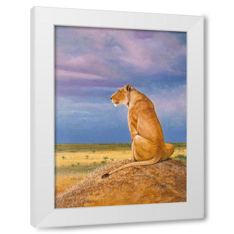 Masai Watch White Modern Wood Framed Art Print by Stevenson, Graeme