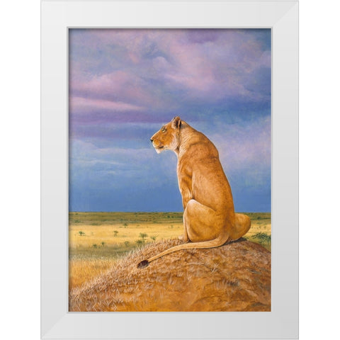 Masai Watch White Modern Wood Framed Art Print by Stevenson, Graeme