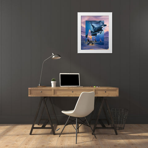 Orca Song White Modern Wood Framed Art Print by Stevenson, Graeme