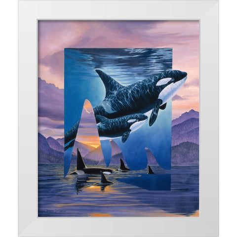 Orca Song White Modern Wood Framed Art Print by Stevenson, Graeme