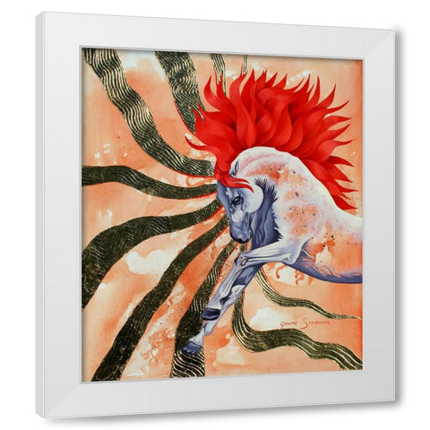 Red Stallion White Modern Wood Framed Art Print by Stevenson, Graeme