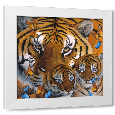 Small-Mothercubs White Modern Wood Framed Art Print by Stevenson, Graeme
