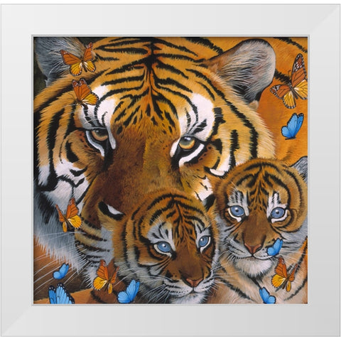 Small-Mothercubs White Modern Wood Framed Art Print by Stevenson, Graeme