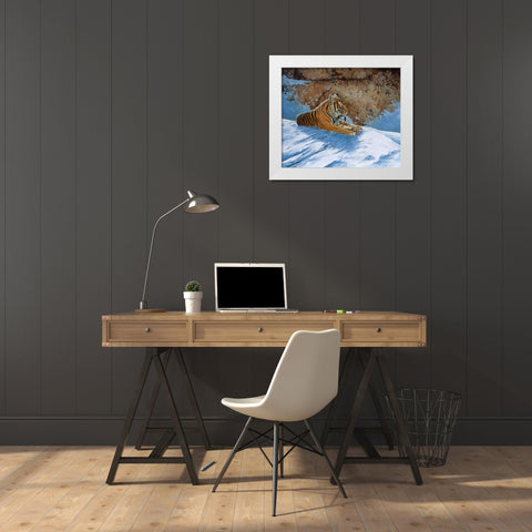 Snow Break White Modern Wood Framed Art Print by Stevenson, Graeme