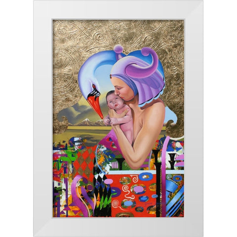 The Kiss White Modern Wood Framed Art Print by Stevenson, Graeme