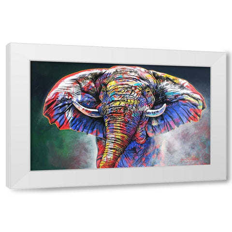 The Rainbow Bull White Modern Wood Framed Art Print by Stevenson, Graeme