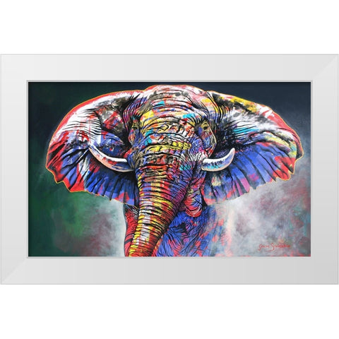 The Rainbow Bull White Modern Wood Framed Art Print by Stevenson, Graeme
