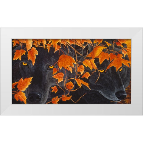Three Wolves White Modern Wood Framed Art Print by Stevenson, Graeme