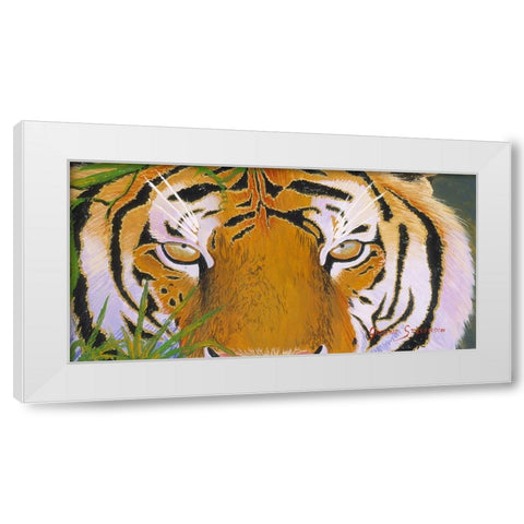 Tiger Eyes White Modern Wood Framed Art Print by Stevenson, Graeme