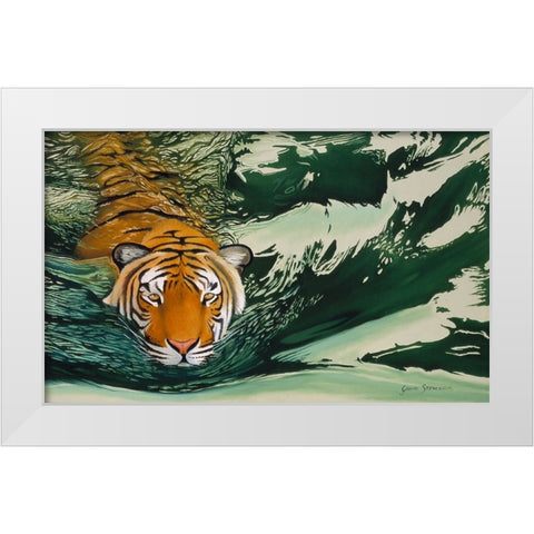 Tiger Waters White Modern Wood Framed Art Print by Stevenson, Graeme