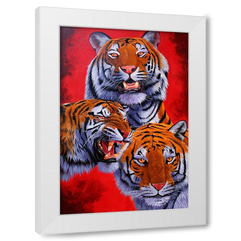 Tigers White Modern Wood Framed Art Print by Stevenson, Graeme