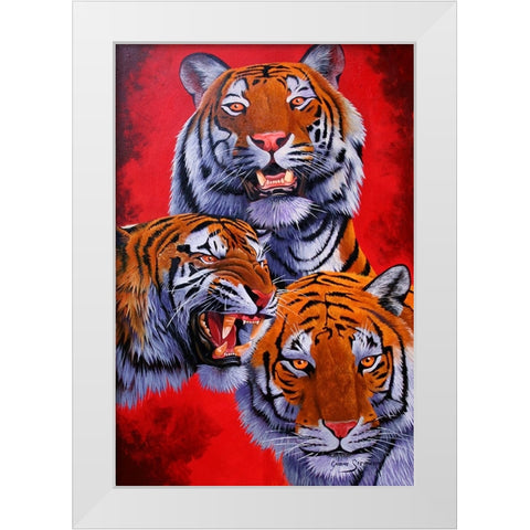 Tigers White Modern Wood Framed Art Print by Stevenson, Graeme