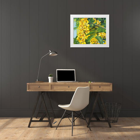 Yellow Flower White Modern Wood Framed Art Print by Stevenson, Graeme