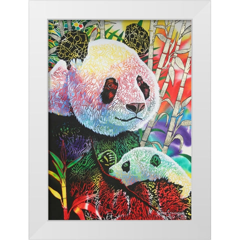 Rainbow Panda White Modern Wood Framed Art Print by Stevenson, Graeme