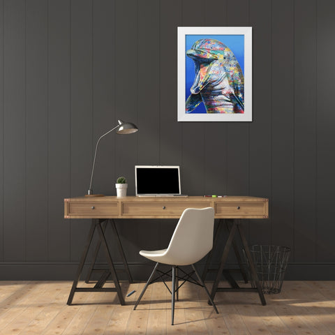 Dolphin White Modern Wood Framed Art Print by Stevenson, Graeme