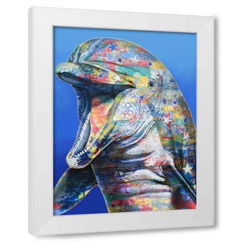 Dolphin White Modern Wood Framed Art Print by Stevenson, Graeme