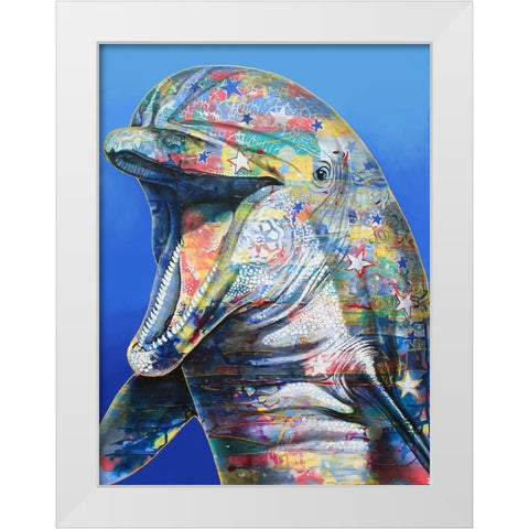 Dolphin White Modern Wood Framed Art Print by Stevenson, Graeme