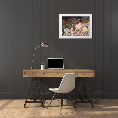 Stream Of Light White Modern Wood Framed Art Print by Stevenson, Graeme