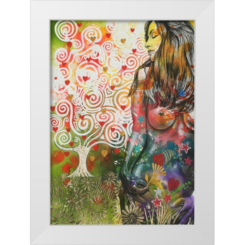 Tree Of Love White Modern Wood Framed Art Print by Stevenson, Graeme