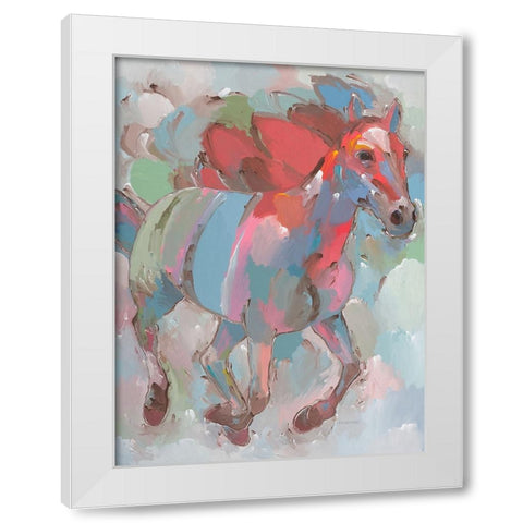 Pegasus White Modern Wood Framed Art Print by Khorasani, Hooshang