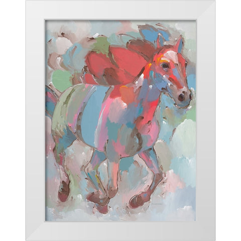 Pegasus White Modern Wood Framed Art Print by Khorasani, Hooshang