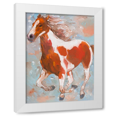 Painted Horse White Modern Wood Framed Art Print by Khorasani, Hooshang
