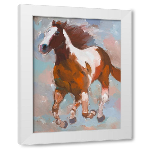 Painted Horse #2 White Modern Wood Framed Art Print by Khorasani, Hooshang
