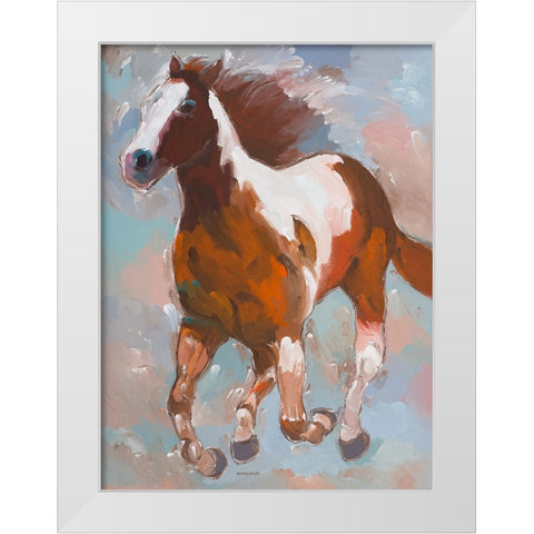 Painted Horse #2 White Modern Wood Framed Art Print by Khorasani, Hooshang