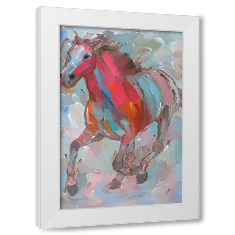 Red Runner White Modern Wood Framed Art Print by Khorasani, Hooshang