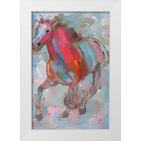 Red Runner White Modern Wood Framed Art Print by Khorasani, Hooshang