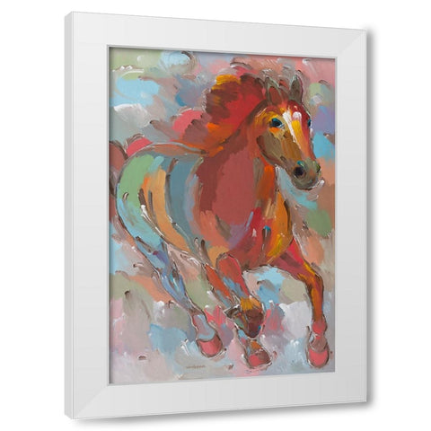 Red-Hoofed Runner White Modern Wood Framed Art Print by Khorasani, Hooshang