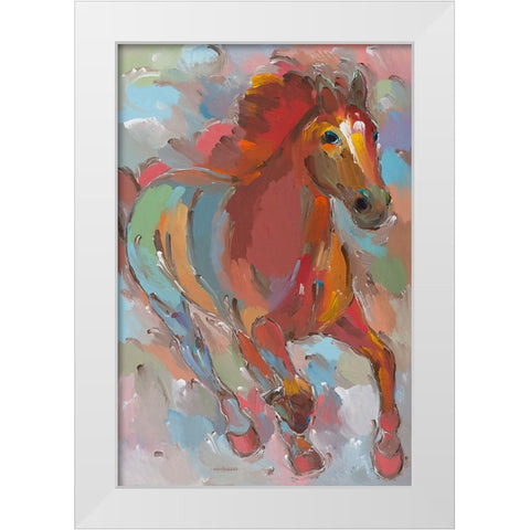 Red-Hoofed Runner White Modern Wood Framed Art Print by Khorasani, Hooshang