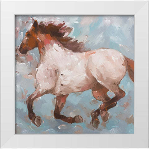 Roan Runner White Modern Wood Framed Art Print by Khorasani, Hooshang